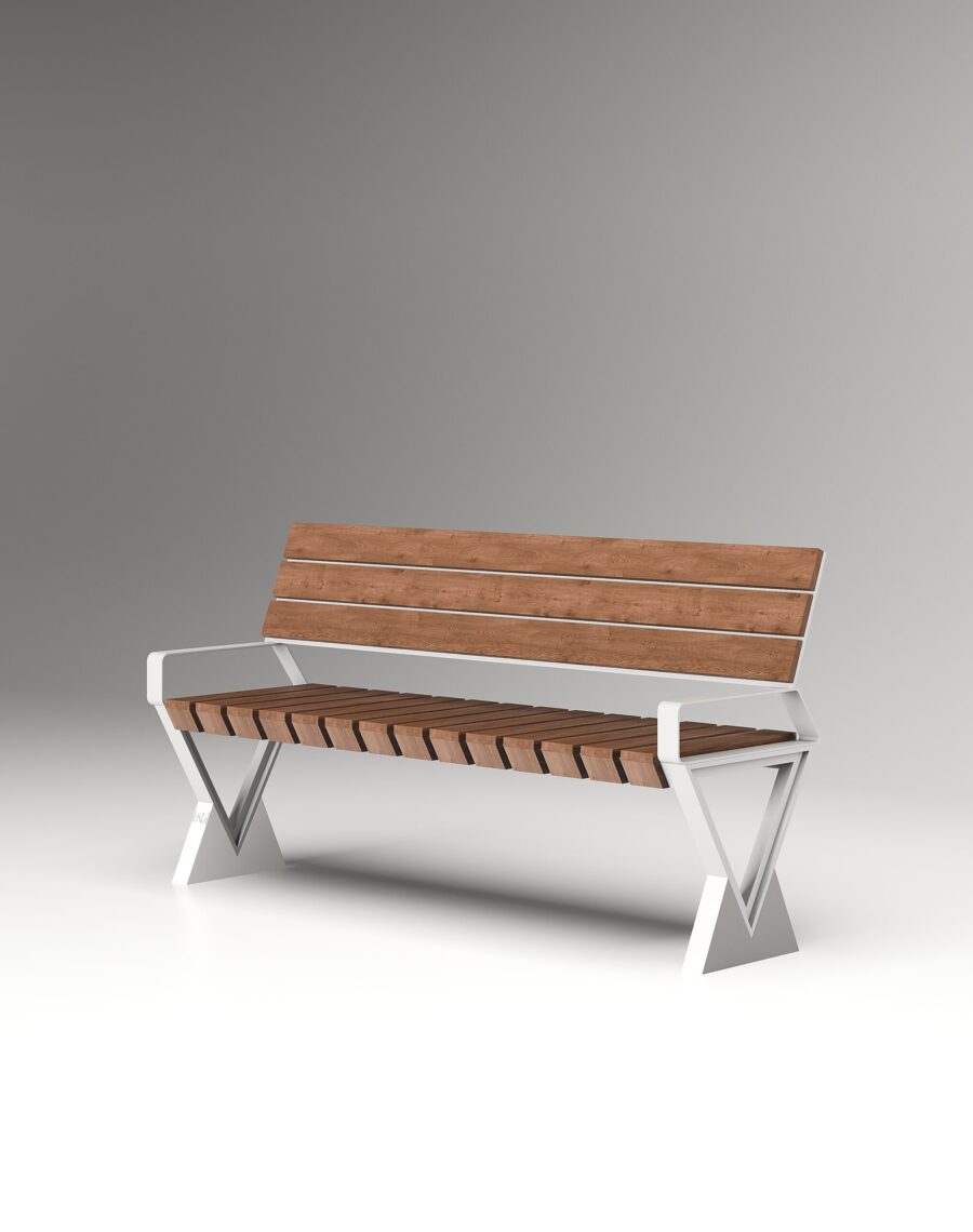 Arbat Bench with Backrest Studio Render - kng streets product