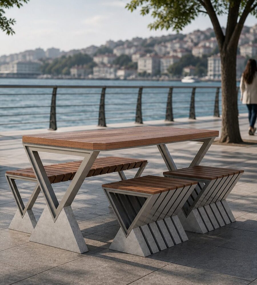 Arbat Picnic Table render - kng streets product