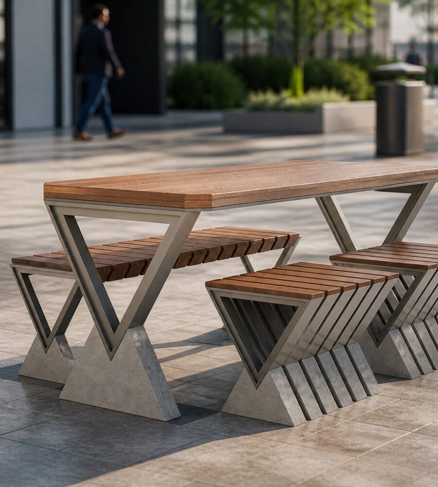 Arbat Picnic Table render - kng streets product