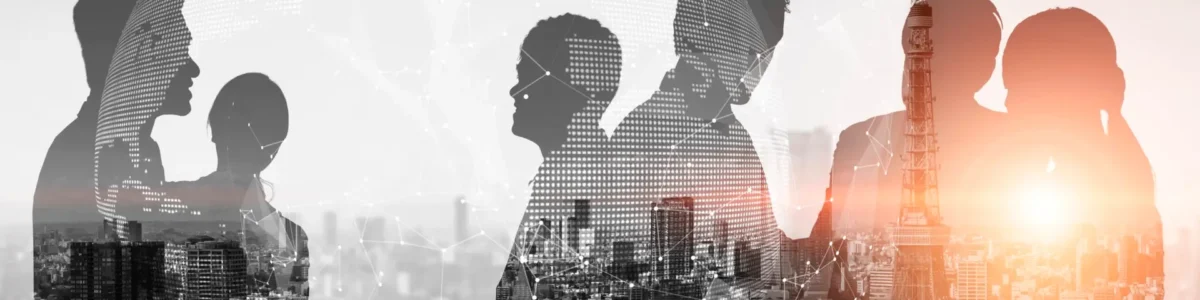 Silhouette view of business people team in group meeting